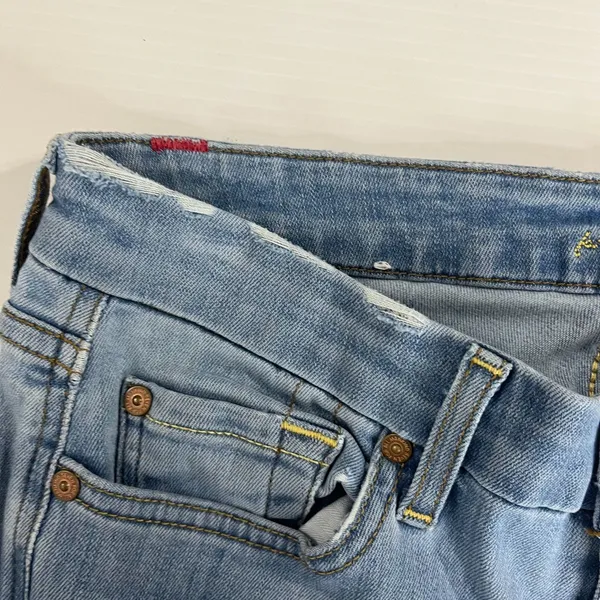 7 For All Mankind Womens Light Wash A Pocket Flare Leg Trouser Jeans Denim Sz 28 - Image 9