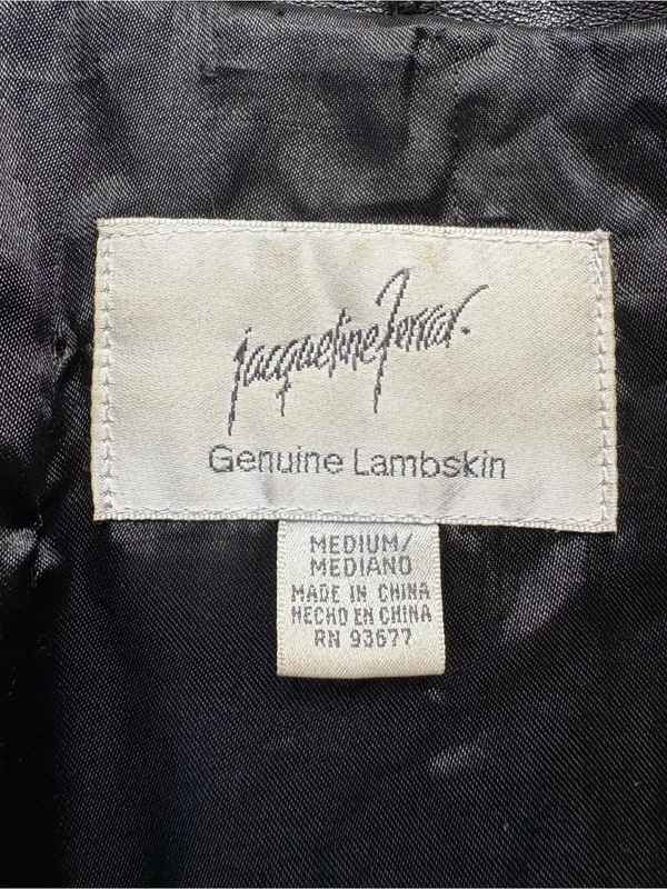 Vintage Jacqueline Ferrar Lambskin Leather Belted Jacket Black M 90s - Image 4