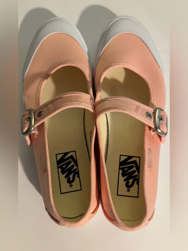 Vans Peach Mary Jane Platform Flats with Buckle size M6.5 W8 NWOB - Image 7