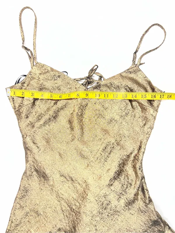 Lulu's Shimmery Satin Gold Cowl Back Slip Dress - Image 8