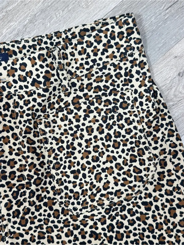 J. Crew Lizzie Leopard Print High‎ Rise Wide Leg Pants Tan Black 30 Chino - Image 6