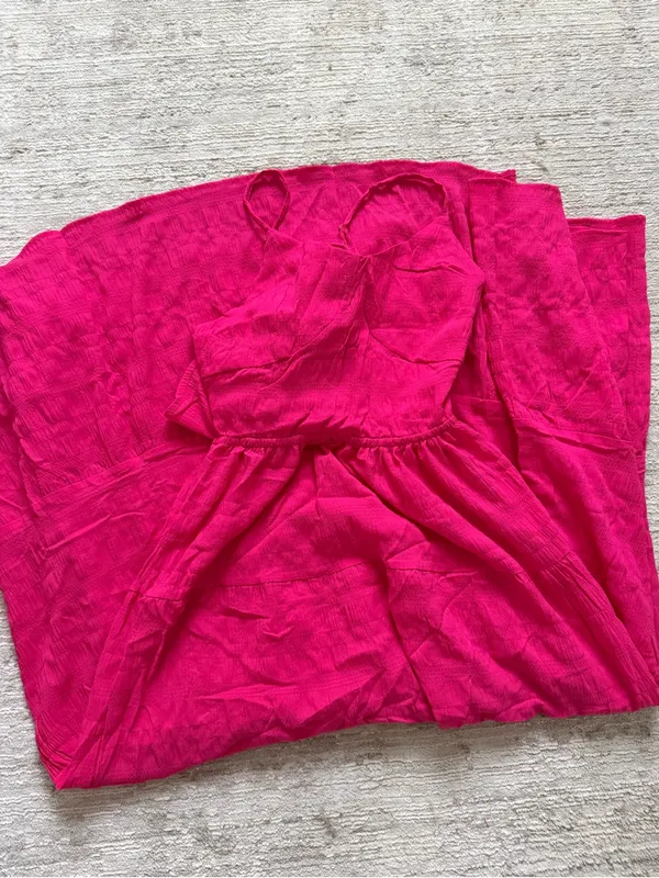Shein Hot Pink Maxi Dress with Tie (Size XS) - Image 3