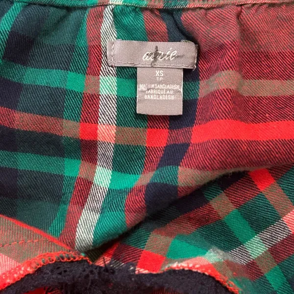 Aerie Plaid Lace Trim Nightgown Chemise Sleepwear Coquette Tartan Cottagecore - Image 5