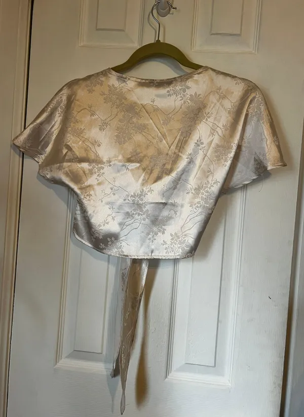 SheIn White Satin Tie Top - Image 2