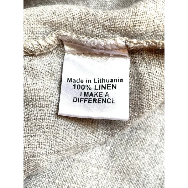FLAX Pants M Fits L XL Linen Oatmeal Relaxed Lagenlook Coastal Grandma Capsule - Image 7