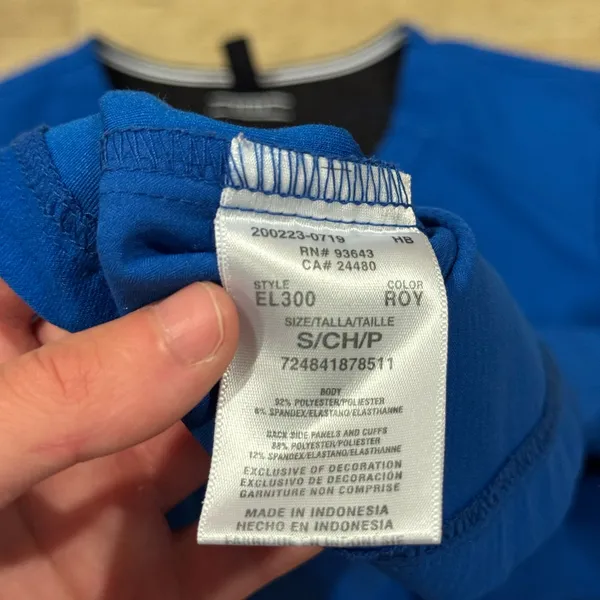 Elle Snap Front Warm Up Scrubs Jacket Blue Size Small - Image 5