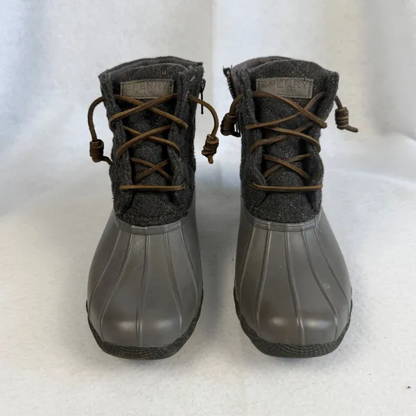 Sperry Top Sider Waterproof Rubber Duck Boots Quilted Wool Blend‎ Gray Women 6.5 - Image 2