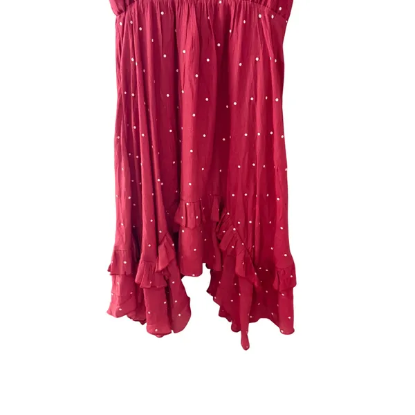 Mia Joy Large Red‎ Polka Dot High-Low Ruffle Midi Dress Boho Kentucky Derby - Image 4