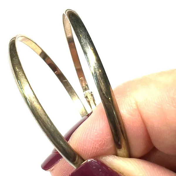 Hoops Gold Tone 2" inch Earring Pierced Hinged Minimalist - Image 2