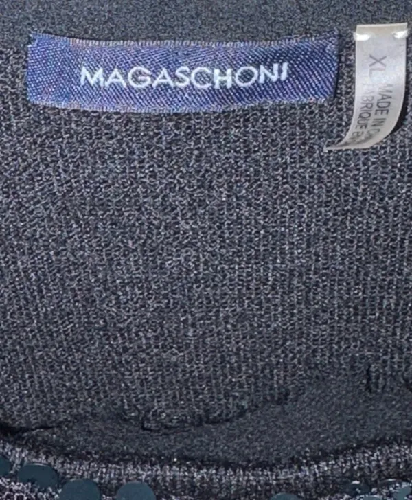 Magaschoni Black Sequin Silk & Cashmere Tunic Size XL - Image 4