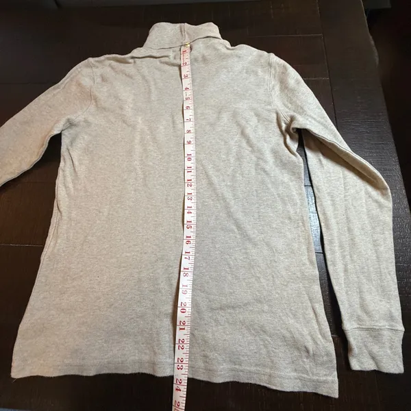 Lauren Ralph Lauren Womens Oatmeal Beige Cotton Turtleneck Crest Logo Top S VTG - Image 8