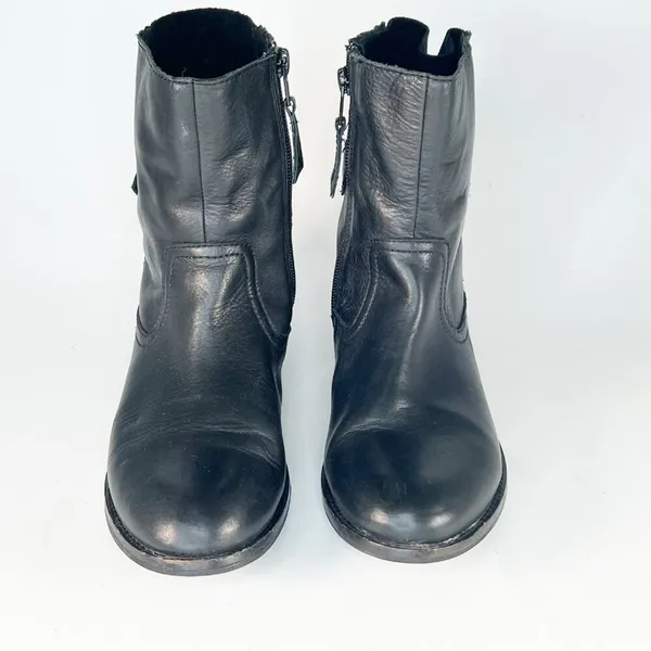 Aldo Black Leather Moto Motorcycle Buckle Ankle Boots Booties Women 7.5 - Image 3