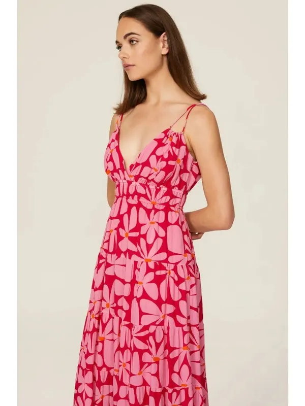 Hutch Swing Maxi Dress in Pink Red Medium Womens Long floral gown - Image 3