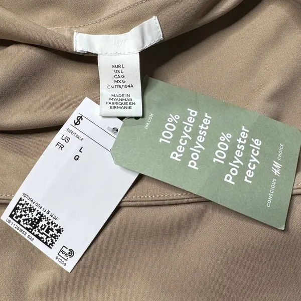 H&M Cream Beige Midi Slip Dress L NWT 90s Minimalist Clean Girl - Image 7