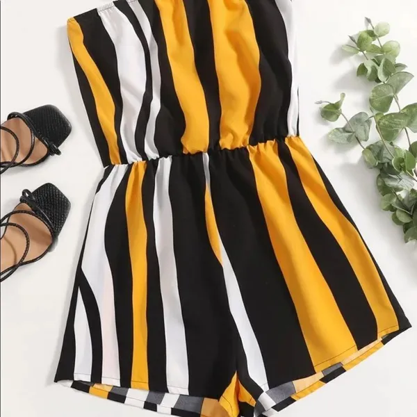 Stripped Romper Orange - Image 4