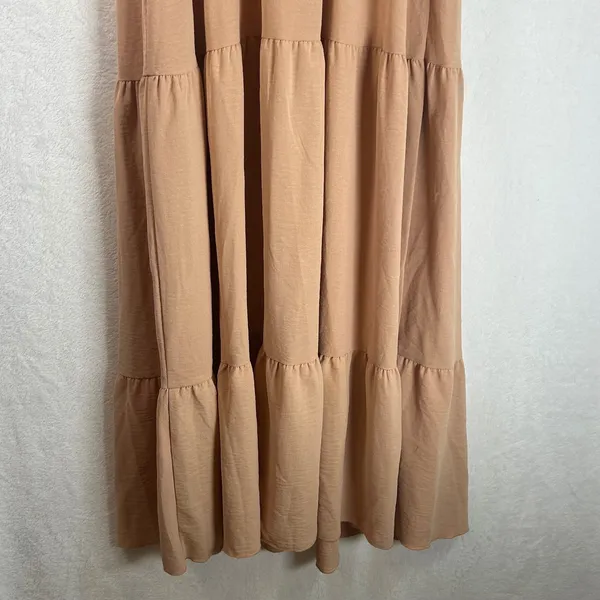 Simplee Peach Tiered Maxi Dress V-Neck Flutter Sleeve Boho Romantic Small - Image 10