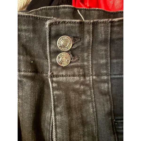 Free People We The Free High Rise Flare Jeans Washed Black Size 25 Double Button - Image 8