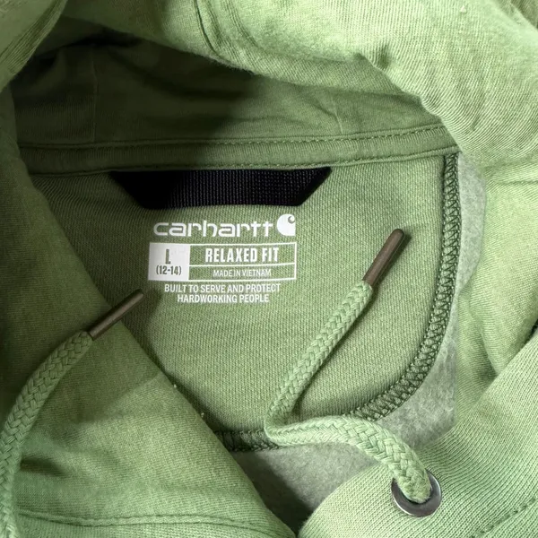 Carhartt Women Relaxed Fit Hoodie Green Fleece Sweatshirt Large 12-14 - Image 6