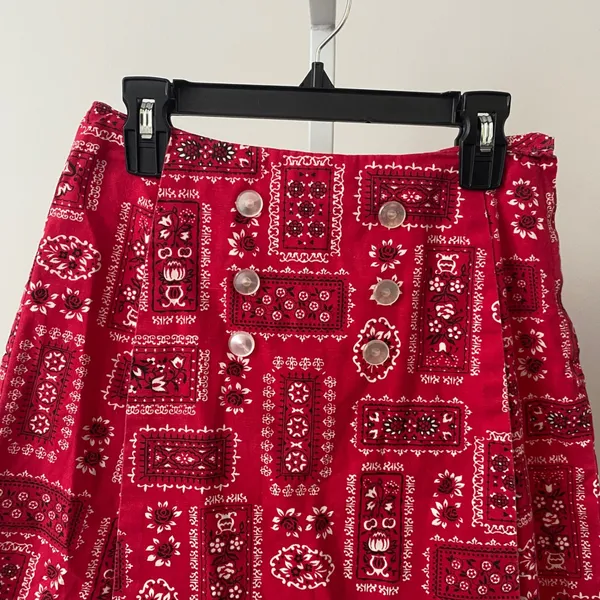 VTG Cotton Bandana Boho Cowgirl Western Red Skort 24 Red - Image 2