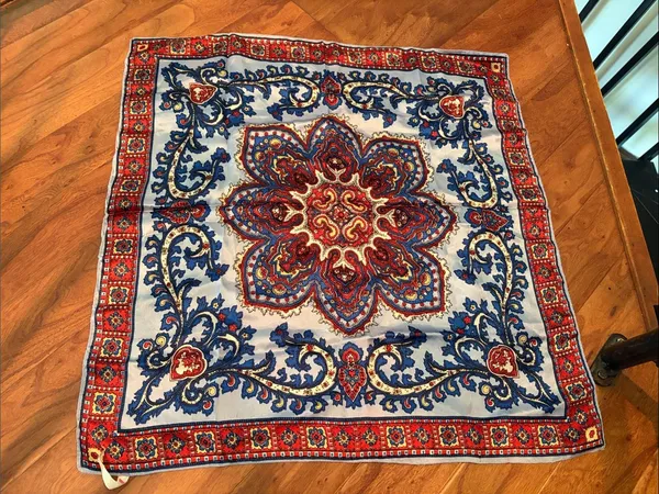 Non Signe Italian Multi-Colored Printed Satin Scarf - Image 2