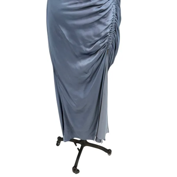 Shona Joy Lily Bias Ruched Midi Dress Blue Smoke Size‎ US 6 - Image 7