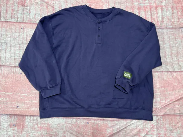 Daily Drills Oversized Fleece Henley Navy XS/S NWT - Image 2