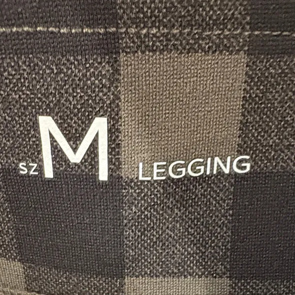 LOFT Checkered Leggings - Black and Army Green , stretch - Image 3