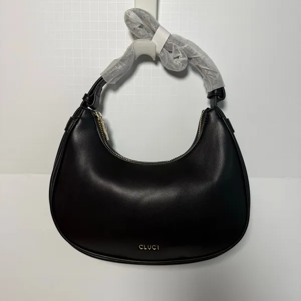 CLUCI Black Hobo Shoulder Bag Vegan Leather Baguette Purse Gold Hardware NWT - Image 3
