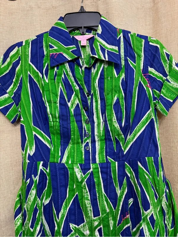 Lilly Pulitzer Blue & Green Asymmetrical Dress size 0 - Image 2