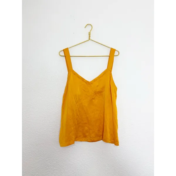 Anthropologie Floreat Tangerine Silk Cross Tank Top Camisole Blouse Cami Large - Image 4