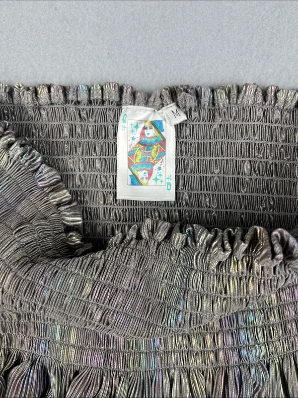 Queen of Sparkles Iridescent Pleated Swing Shorts Size: Medium - Image 2