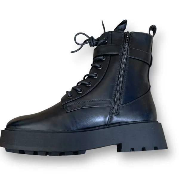 ASOS Design Ali Boots Black Wide Fit Chunky Lace Up Ankle Buckle Detail 7 - ASOS - Image 3
