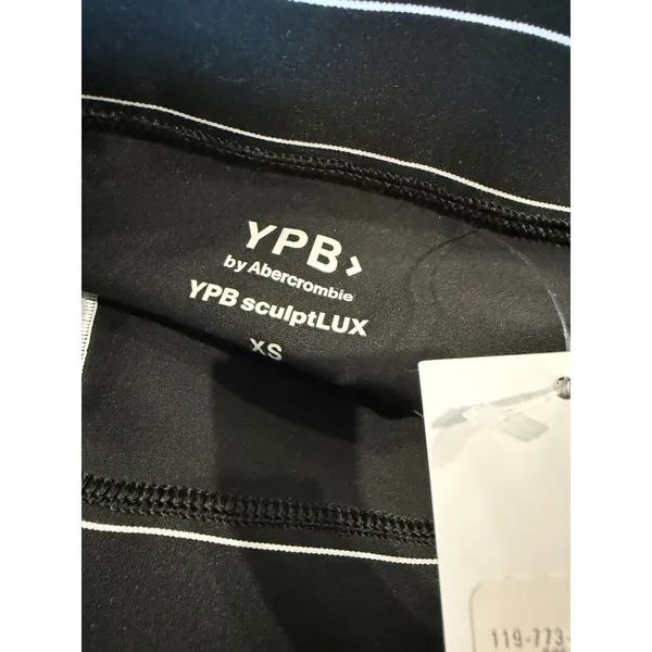 YPB Abercrombie sculptLUX High Rise Leggings Black White Contrast Piping XS 4185 - Image 3