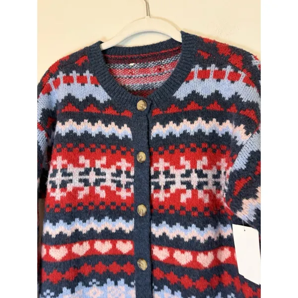 Lucky Brand Fair Isle Wool Brand Cardigan Sz S NWT With Flaw READ $128 - Image 4