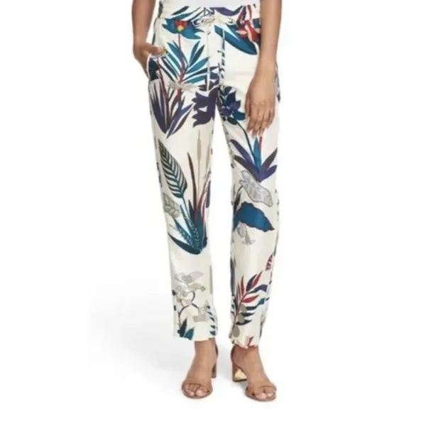 Tory Burch Women’s Sz 12 Adele Pant NWT 100% Silk, Floral, Resort Vacation Boho - Image 2