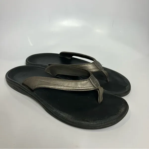 Olukai OHana flip flop sandals silver women’s size‎ 10 casual beach summer - Image 2