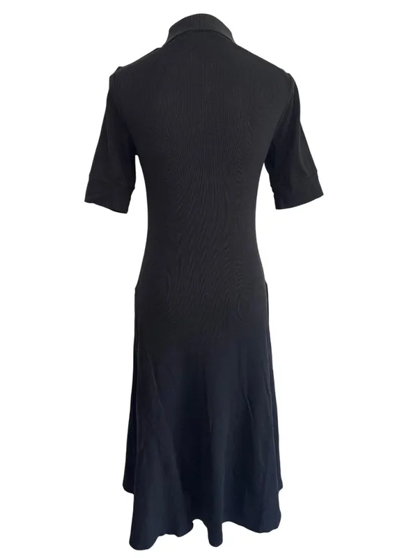 Lauren Ralph Lauren Lillianna Dress in Black Large Womens Midi Knit Ribbed Polo - Image 9