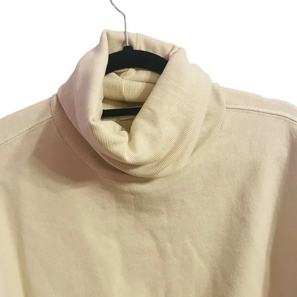 AGOLDE Balloon Sleeve Ribbed Turtleneck Sweatshirt Size S Off‎ White 100% Cotton - Image 5