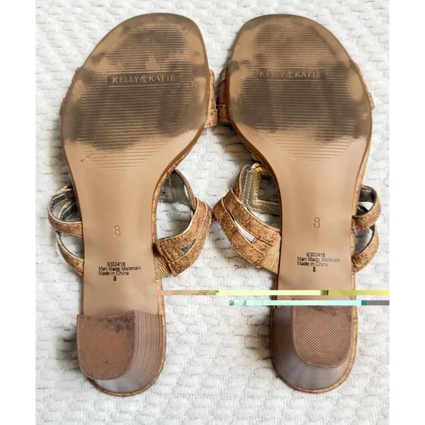 kelly and katie Women's cork textured twisted block heel Slip On sandals Size‎ 8 - Image 7