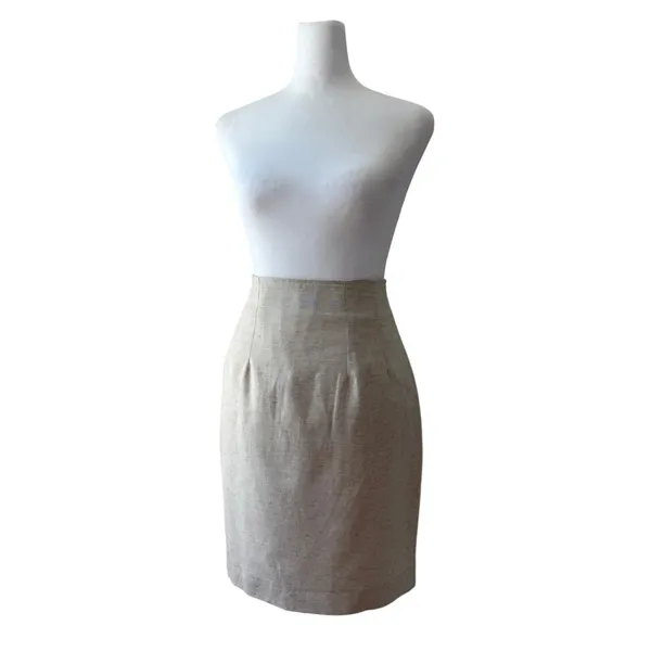 Vintage ‘90s LA City Paris Beige Linen Blend Knee Length Pencil Skirt - Image 4