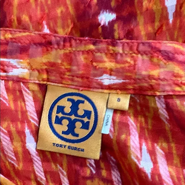 Tory Burch Tunic Orange sequined bright blouse‎ top shirt size 8 - Image 4
