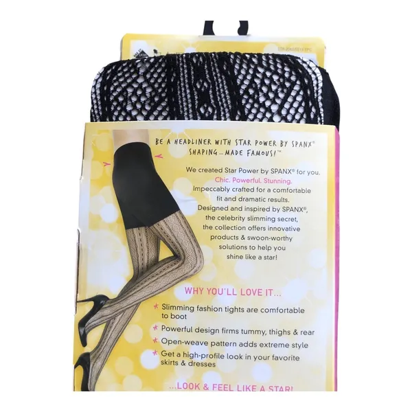 SPANX Star Power Center Stage Double Diamond Stripe Shaping Tights Black Size C - Image 10