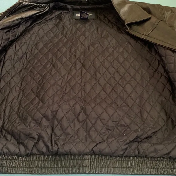 CHEROKEE leather zip up long sleeve 2 pockets derby jacket coat black size M - Image 4