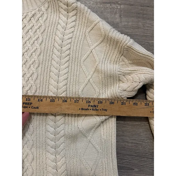 J.Crew Women's Small Cream Mock Neck Sweater Cableknit Knit Pullover Classic - Image 4