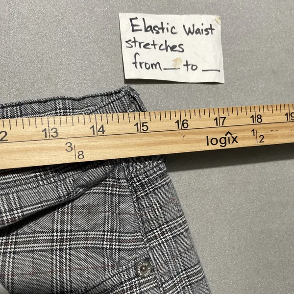 American Eagle Mom Straight Pants Size 14 Gray Plaid High Rise Preppy Trousers - Image 13