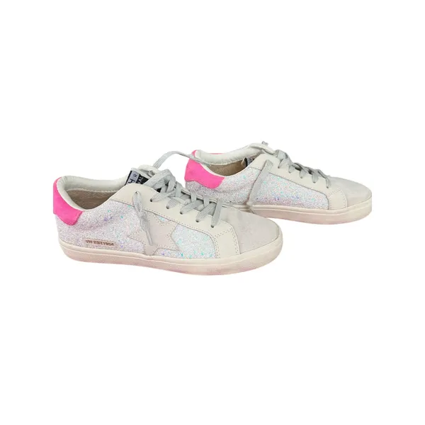Vintage Havana Flair 32 Pink Suede Multi Glitter Star Sneakers Size 7.5 - Image 3