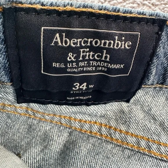 Abercrombie & Fitch Denim Shorts‎ Womens 34W Distressed Medium Wash Blue Stretch - Image 5