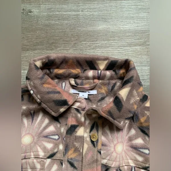 O’Neill Super Fleece Flannel Pattern Floral Multi Color Pink Purple Soft Size M - Image 3