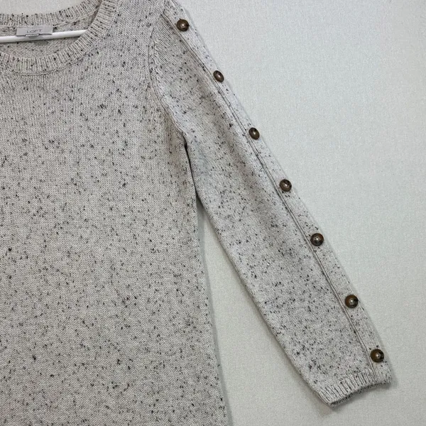 LOFT Heather Gray Long Sleeve Dress with Button Details - Image 4