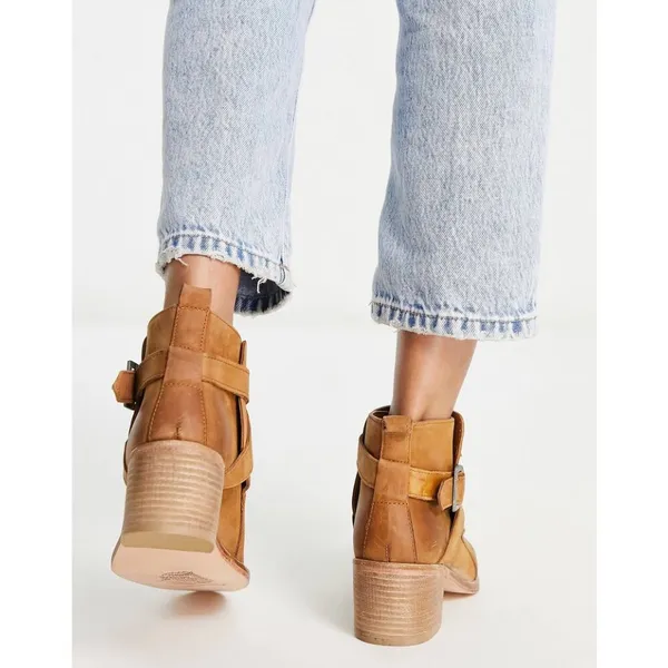 New! Free People Back Loop Heeled Ankle Boot Leather Pointed Toe Bootie Sz‎ 8 - Image 4